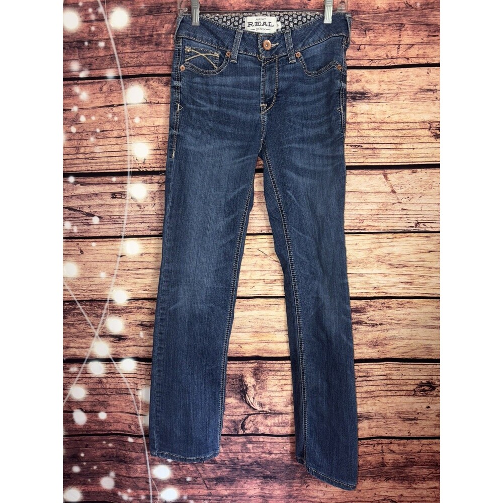 Ariat Real Denim Jeans Womens Size 28R Med Dark wash slim boot